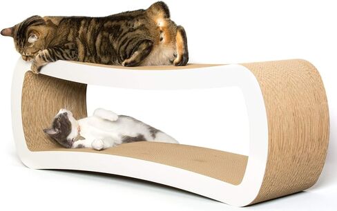PetFusion Jumbo Cat Scratcher Lounge (99 x 28 x 36 cm, Cloud White). Superior Cardboard & Construction, significantly outlasts cheaper alternatives. in Kuwait