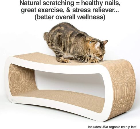 PetFusion Jumbo Cat Scratcher Lounge (99 x 28 x 36 cm, Cloud White). Superior Cardboard & Construction, significantly outlasts cheaper alternatives. in Kuwait