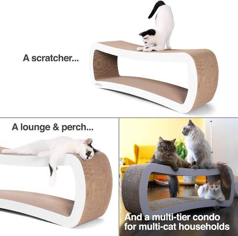 PetFusion Jumbo Cat Scratcher Lounge (99 x 28 x 36 cm, Cloud White). Superior Cardboard & Construction, significantly outlasts cheaper alternatives. in Kuwait
