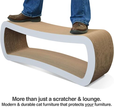 PetFusion Jumbo Cat Scratcher Lounge (99 x 28 x 36 cm, Cloud White). Superior Cardboard & Construction, significantly outlasts cheaper alternatives. in Kuwait