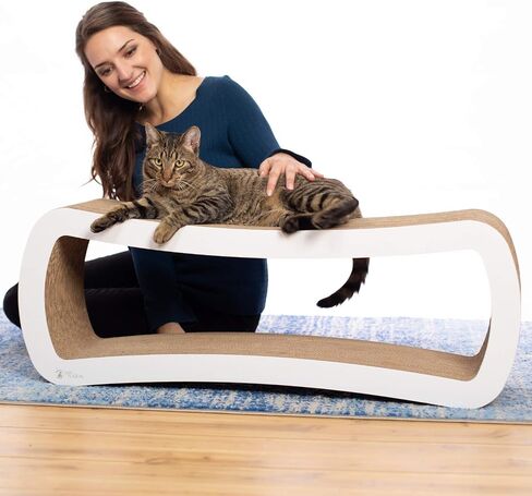 PetFusion Jumbo Cat Scratcher Lounge (99 x 28 x 36 cm, Cloud White). Superior Cardboard & Construction, significantly outlasts cheaper alternatives. in Kuwait