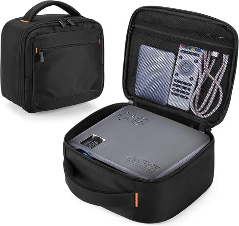 CURMIO Double Layers Projector Case, Mini Projector Carrying Bag Compatible for DR.J Professional and QKK Mini Projector, Black in Kuwait