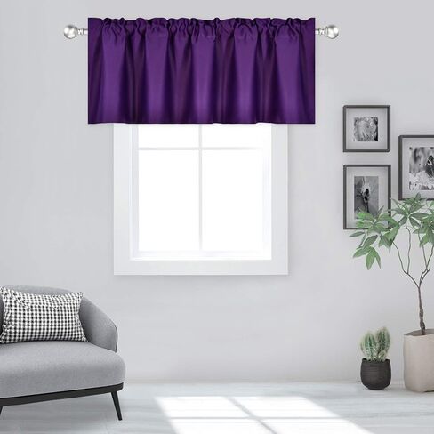 DECOVSUN Black Valance for Windows 60x18 Inch Solid Thermal Insulated Blackout Rod Pocket Kitchen Short Curtain Toppers Valance for Bathroom Living Room 1 Panel in Saudi Arabia
