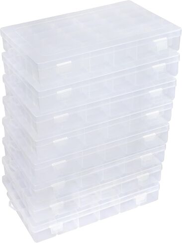 8 PCS 36 Grids Bead Organizer Box Plastic Box Clear Box Organizer 3600 Tackle Box Organizer Bead Containers Plastic Organizer Compartment Organizer Box Jewelry Earring Organizer (8 Pcs) in Kuwait