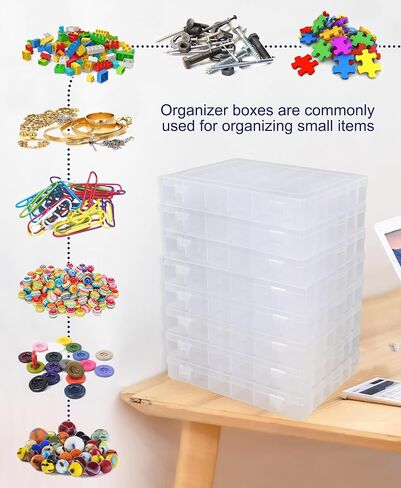 8 PCS 36 Grids Bead Organizer Box Plastic Box Clear Box Organizer 3600 Tackle Box Organizer Bead Containers Plastic Organizer Compartment Organizer Box Jewelry Earring Organizer (8 Pcs) in Kuwait