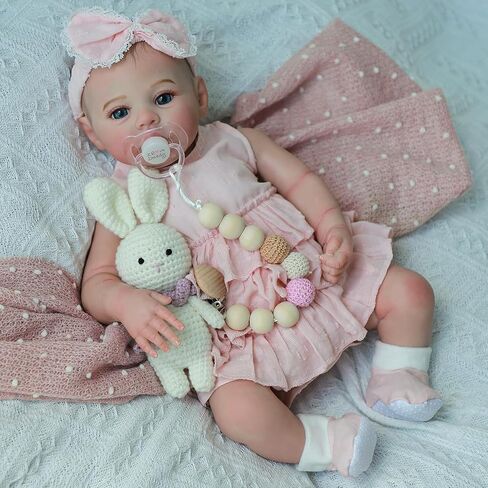 KSBD Reborn Baby Dolls - 18 Inch Realistic Baby Doll Girl, Real Life Baby Dolls with Cute Soft Vinyl Body, Real Baby Doll Newborn Lifelike Baby Gift with Accessories for 3+ Years Old Kids in Saudi Arabia