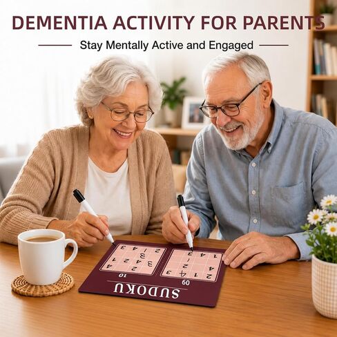 12 Pcs Reusable Sudoku Game for Dementia Game-Dementia Activities for Seniors with Alzheimer's-Seniors Alzheimers Activities-Large Print Sudoku Books for Adults and Seniors in Kuwait