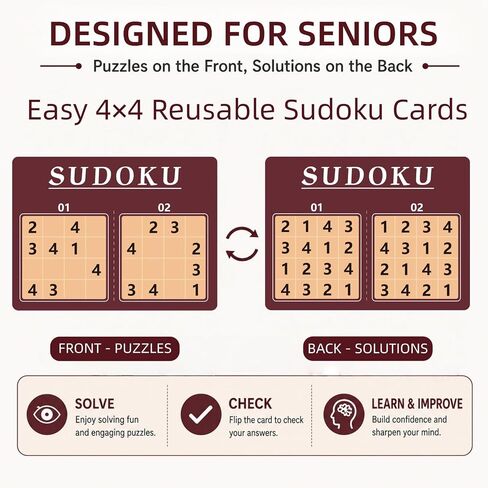 12 Pcs Reusable Sudoku Game for Dementia Game-Dementia Activities for Seniors with Alzheimer's-Seniors Alzheimers Activities-Large Print Sudoku Books for Adults and Seniors in Kuwait