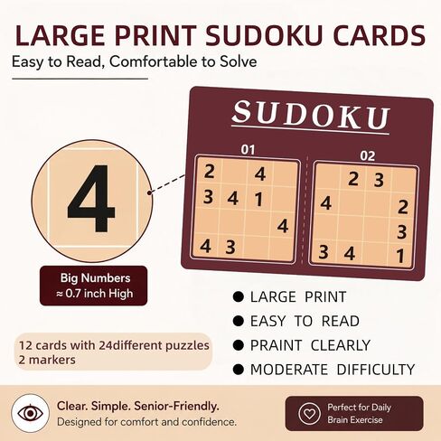 12 Pcs Reusable Sudoku Game for Dementia Game-Dementia Activities for Seniors with Alzheimer's-Seniors Alzheimers Activities-Large Print Sudoku Books for Adults and Seniors in Kuwait