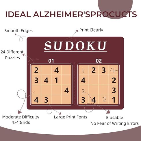 12 Pcs Reusable Sudoku Game for Dementia Game-Dementia Activities for Seniors with Alzheimer's-Seniors Alzheimers Activities-Large Print Sudoku Books for Adults and Seniors in Kuwait