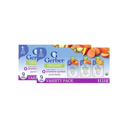 Gerber Baby Food, Value Pack, Organic Pouch Variety Pack, Sitter, 9 Count (3.5 oz each) in Kuwait