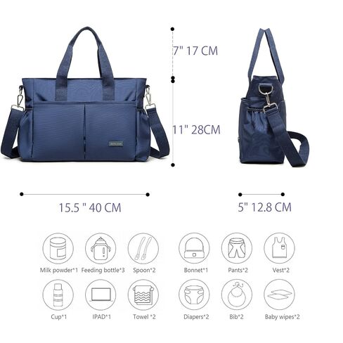 Diaper Bag Tote Bag for Toddler Mommy Messenger Tote Diaper Bags Purse with Stroller Hook (Medium,Black) in Kuwait