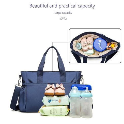 Diaper Bag Tote Bag for Toddler Mommy Messenger Tote Diaper Bags Purse with Stroller Hook (Medium,Black) in Kuwait