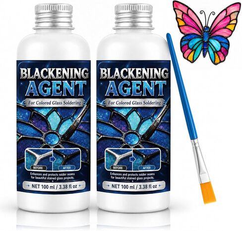 Black Patina for Stained Glass Solder 200g, for Deep Dark Finish Permanent Color on Silver Solder Lines, Enhance Craft Contrast & Vintage Look, Stained Glass Supplies in Kuwait