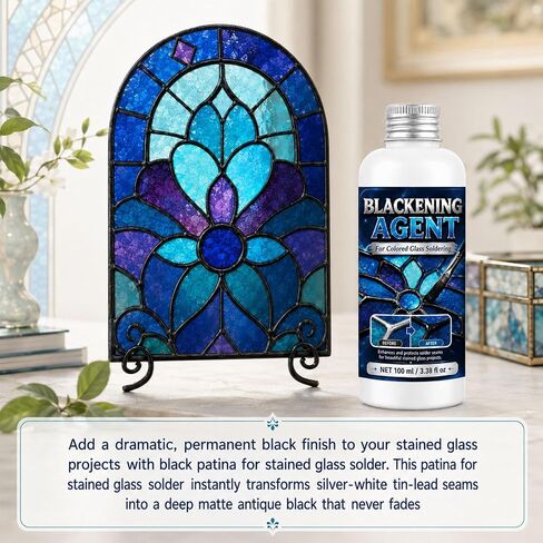 Black Patina for Stained Glass Solder 200g, for Deep Dark Finish Permanent Color on Silver Solder Lines, Enhance Craft Contrast & Vintage Look, Stained Glass Supplies in Kuwait
