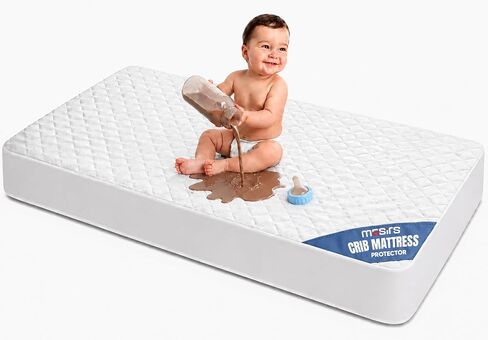 Crib Mattress Protector Cover - Comfortable, Breathable and Waterproof Bamboo Material. Keep The Crib Mattress Clean and Protected and Give Your Baby a Cozy Restful Sleep. Machine and Dryer Friendly. in Kuwait