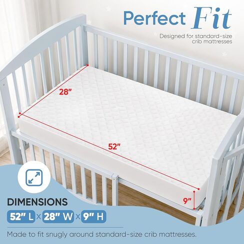Crib Mattress Protector Cover - Comfortable, Breathable and Waterproof Bamboo Material. Keep The Crib Mattress Clean and Protected and Give Your Baby a Cozy Restful Sleep. Machine and Dryer Friendly. in Kuwait