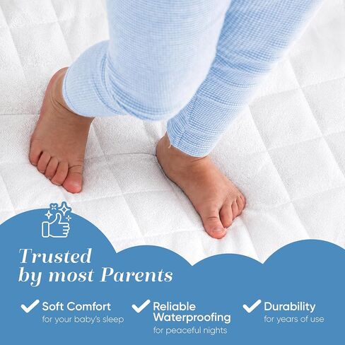 Crib Mattress Protector Cover - Comfortable, Breathable and Waterproof Bamboo Material. Keep The Crib Mattress Clean and Protected and Give Your Baby a Cozy Restful Sleep. Machine and Dryer Friendly. in Kuwait
