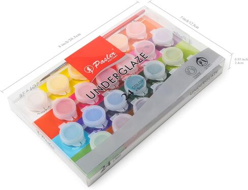 Pasler Underglaze Set - Concentrated Opaque Liquid Underglaze with a Red Brush for pottery bisque, mini Pack for 24-Colors in Kuwait