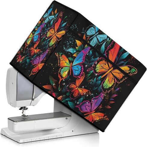 Classic Floral and Hummingbirds Pattern Sewing Machine Cover with Convenient Pockets Protective Quilted Dust Cover Universal for Most Standard Singer and Brother Machines in Kuwait