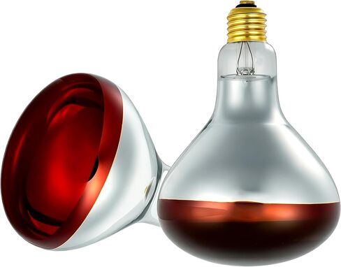 Heat Lamp Bulb R40 250 Watt 2 Pack Painted Red Infrared Glass Lamp Bulb for Food Service, Brooder Bulb, Chicks, Pet, Bathroom. in Kuwait