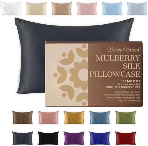 Beauty of Orient - Mulberry Toddler Baby Silk Pillowcase for Hair and Skin, Hidden Zipper, 19 Momme, Natural Hypoallergenic Cooling Pure Mulberry Pillow Cases (1pc - Toddler 13" x 18", Unicorn) in Kuwait