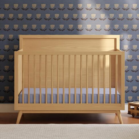 Babyletto Palma 4-in-1 Convertible Crib with Toddler Bed Conversion Kit in Natural Walnut, Greenguard Gold Certified in Kuwait