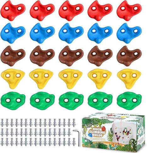 20Pcs Climbing Holds for Kids, Rock Wall Grips with 2 Playground Handles in Saudi Arabia