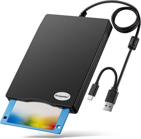 قارئ القرص المرن، محرك الأقراص المرنة USB الخارجي 3.5 بوصة غير متوافق مع نظام التشغيل Mac، متوافق مع Windows 11/10/10 Pro/8/7/2000/XP، أسود in Kuwait
