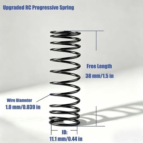 RC Progressive Shock Spring Set for Arrma Grom 1/14 Typhon 1/16 Mojave 1/18 Granite, Soft Initial then Stiffer to Prevent Bottom Out, 38mm Upgraded Suspension Springs, Black in Saudi Arabia