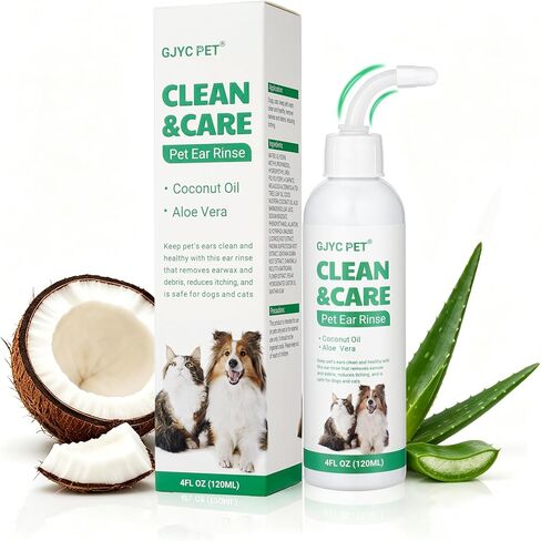 Dog Ear Cleaner & Cat Ear Wash with Flexible Silicone Tip, Gentle Deep Cleaning Solution for Ear Wax, Dirt & Odor, Aloe Vera Pet Ear Care Formula, Safe Daily Ear Hygiene, 4.05oz in Saudi Arabia
