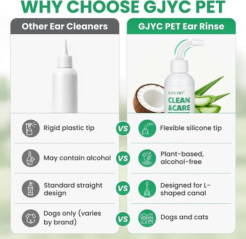 Dog Ear Cleaner & Cat Ear Wash with Flexible Silicone Tip, Gentle Deep Cleaning Solution for Ear Wax, Dirt & Odor, Aloe Vera Pet Ear Care Formula, Safe Daily Ear Hygiene, 4.05oz in Saudi Arabia