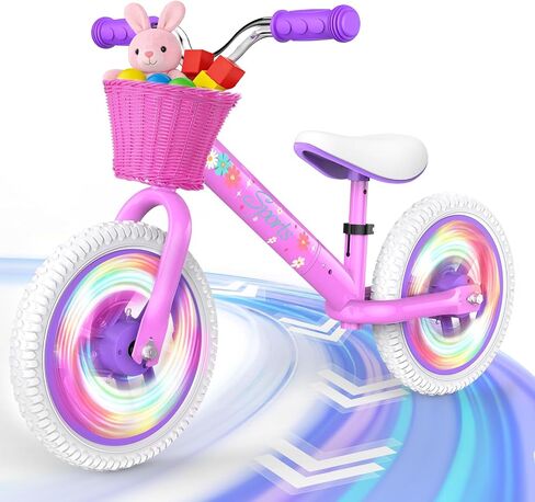 Toddler Balance Bike for 2-5 Year Old,Kids Balance Bike with Fender,Kids Bicycle for 2 3 4 5 Years Old Boy Girl Birthday Christmas Toy Gift,Adjustable Seat/Handlebar,Flat-Free LED Tires,10Min Assembly in Kuwait
