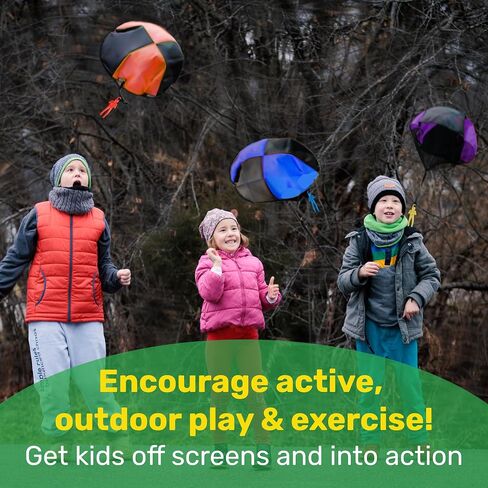 NUTTY TOYS Parachute Toys for Kids - Tangle Free Outdoor Flying Parachute Men, Top Indoor & Outside, 3 4 5 6 7 8 9 10 11 12 Year Old, Best Christmas Stocking Stuffers Idea 2026 Unique Boy & Girl Gifts in Kuwait
