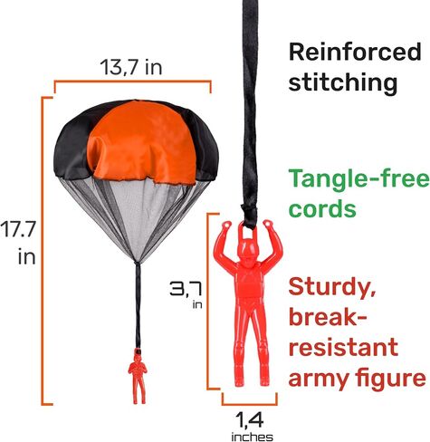 NUTTY TOYS Parachute Toys for Kids - Tangle Free Outdoor Flying Parachute Men, Top Indoor & Outside, 3 4 5 6 7 8 9 10 11 12 Year Old, Best Christmas Stocking Stuffers Idea 2026 Unique Boy & Girl Gifts in Kuwait