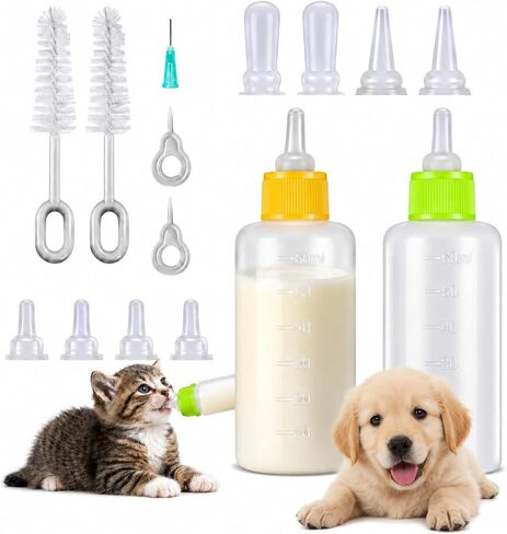 Tondiamo 17 Pcs Bottle Feeding Kit for Puppy Kitten Pet Nursing, Blue Pink in Kuwait