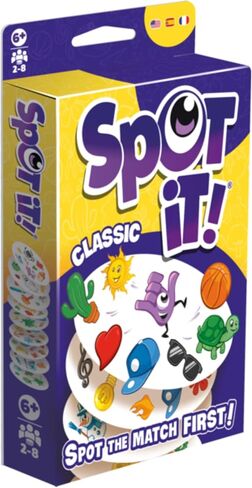 Asmodee Spot It! Classic Card Game (2024 Refresh) - Pocket Eco Edition, 5-in-1 Visual Perception Game for Quick Reflexes and Family Fun, Ages 6+, 2-8 Players, 10 Minute Playtime in Kuwait