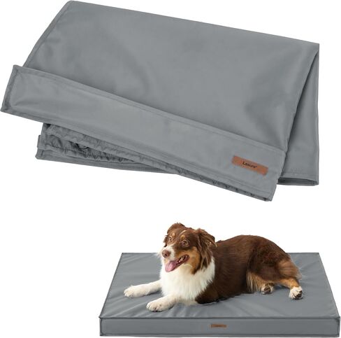 Lesure Dog Bed Cover Flannel - Small Dog Bed Washable Removable Cover, Plush Fleece Replacement Cover for Orthopedic Pet Mad Beds, 24x18x3 Inches Grey in Kuwait