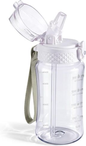 OLDLEY Kids Water Bottle for School, 12 oz (Straw Lid) BPA-Free Reusable Leak-proof Durable Tritan Plastic Water Bottles with One-handed Opening Straw Lids, Anti-dust Spout Cover (Blue) in Kuwait