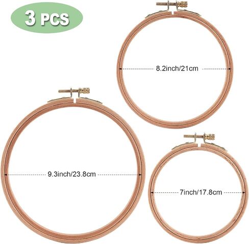 Sherbo Wooden Embroidery Hoops 7-9 Inch 3 Beech Wood Cross Stitch Hoops in Kuwait