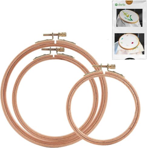 Sherbo Wooden Embroidery Hoops 7-9 Inch 3 Beech Wood Cross Stitch Hoops in Kuwait