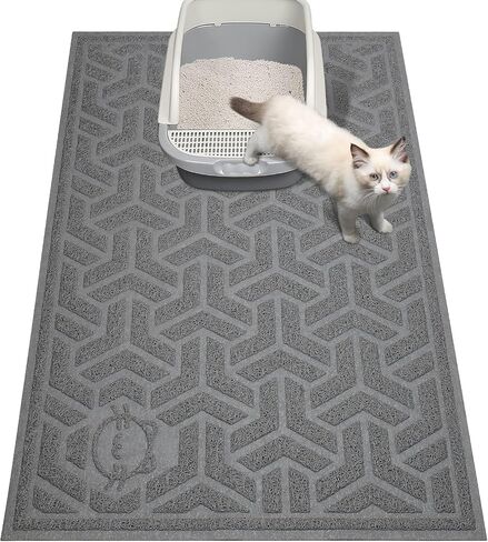 UPSKY Waterproof Cat Litter Mat Large 35" x 24" Soft on Kitty Paws, Gray in Kuwait