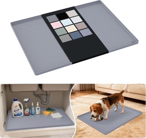 URMONA Waterproof Silicone Under Sink Mat 31'' x 22'' Shelf Liner for Kitchen and Bathroom, Cabinet and Counter Protector, Storage and Organizers, Litter Mat, Pet Cat Puppy Essentials(Dark Grey) in Saudi Arabia