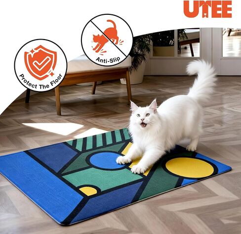 UTEE Cat Rug for Indoor Cats, Non-Slip Pet Mat 24"x32", Belgian Loop Pile Cat Play & Feeding Mat, Scratch-Resistant Carpet, Suitable for Use Near Litter Box Areas in Kuwait