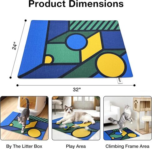 UTEE Cat Rug for Indoor Cats, Non-Slip Pet Mat 24"x32", Belgian Loop Pile Cat Play & Feeding Mat, Scratch-Resistant Carpet, Suitable for Use Near Litter Box Areas in Kuwait