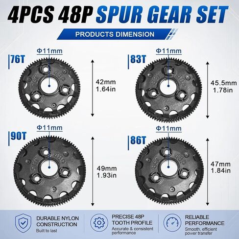 48P Spur Gear Set 76T 83T 86T 90T Spur Gear for Traxxas Slash Rustler 2WD in Kuwait