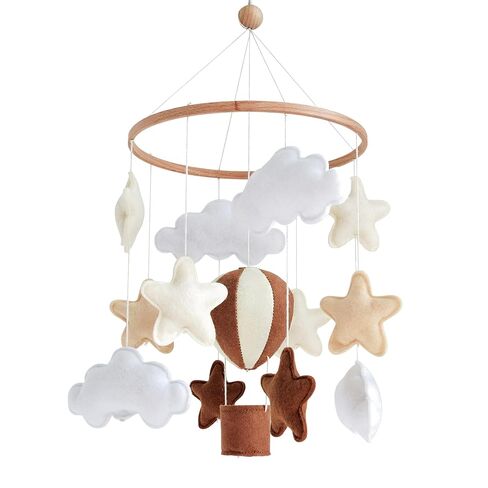 Neutral Crib Mobile Hot Air Balloon Baby Mobile for Crib Stars and Clouds Mobile Neutral Nursery Décor in Saudi Arabia