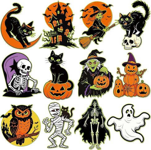 Vintage Halloween Cutouts, 12Pcs Large-Sized Retro Halloween Decor in Saudi Arabia