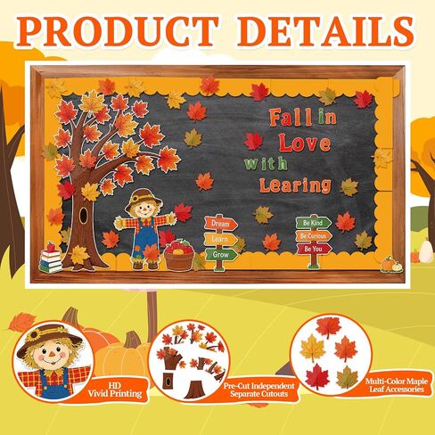 113 Pcs Fall Bulletin Board Decorations Fall in Love with Learning Classroom Decor Cutouts Autumn Pumpkin Leaves Bulletin Board Set for Farmhouse Thanksgiving Home Decor in Saudi Arabia