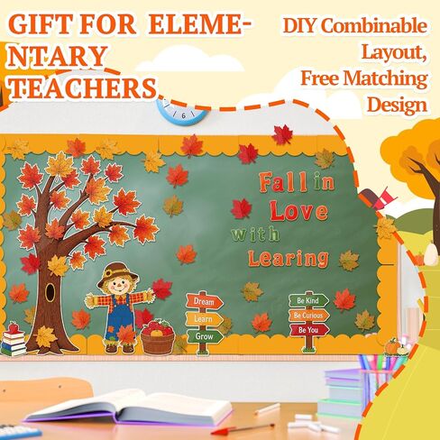 113 Pcs Fall Bulletin Board Decorations Fall in Love with Learning Classroom Decor Cutouts Autumn Pumpkin Leaves Bulletin Board Set for Farmhouse Thanksgiving Home Decor in Saudi Arabia